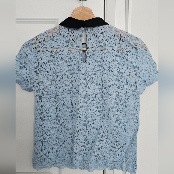 Zara Lace Top with Contrast Peter Pan Collar - Picture 6 of 11